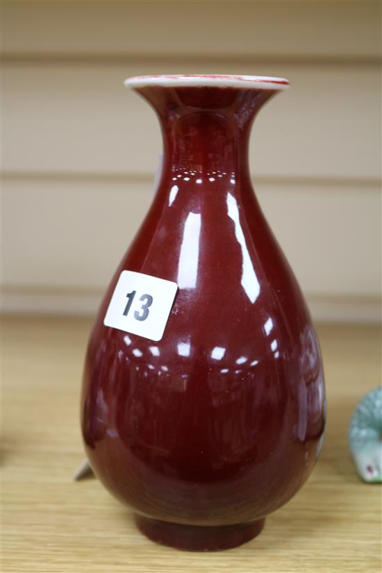 A Chinese sang de boeuf vase height 18cm